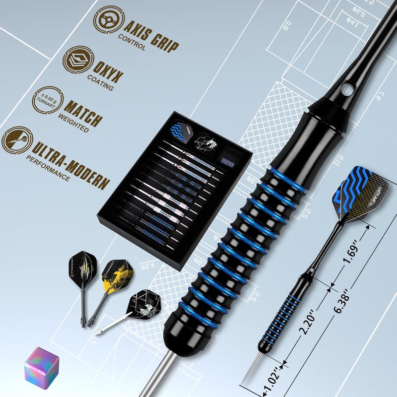 Turnart Darts Metal Tip Set - Steel Tip Darts Darts Set Professional Metal Darts 12 pcs 22/24 Grams Pro Dart Set with Stylish Case Aluminum Shafts Extra 9 Flights - Image 3